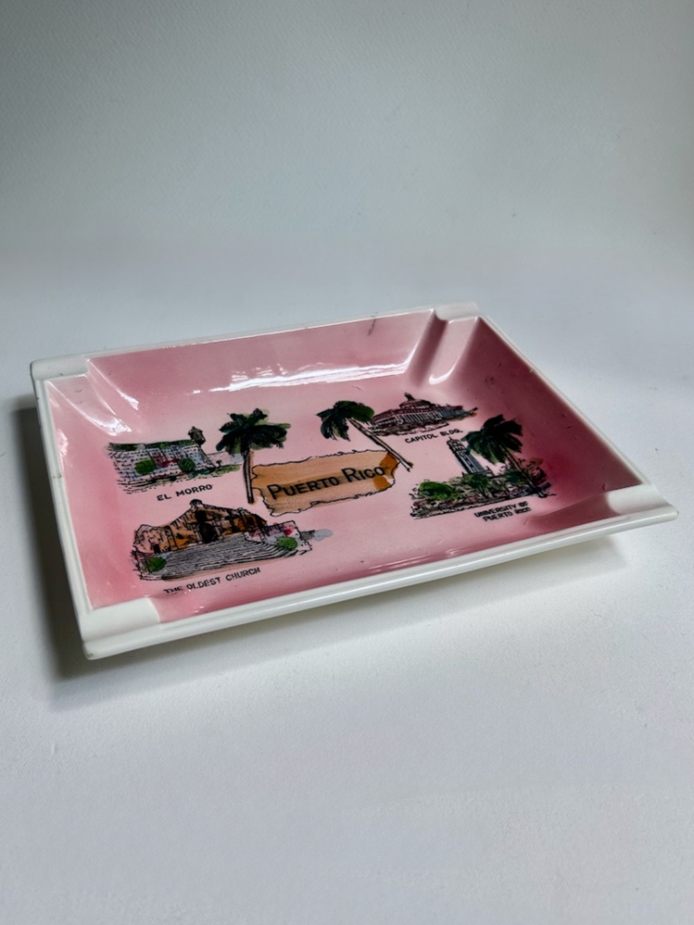 MCM Pink Pastel Puerto Rico Souvenir Ceramic Ashtray